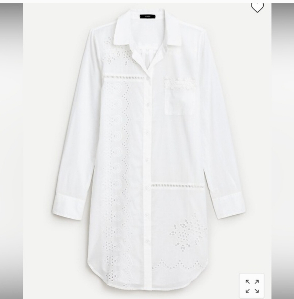 J. Crew Viole Eyelet Cotton Beach Shirt Size Small